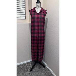 Torrid Women's Red & Black Plaid Challis Maxi Shirt Dress -Size 1